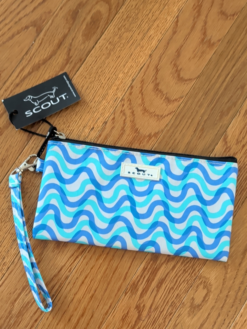 Scout Aqua & Navy Wave Wristlet Pouch